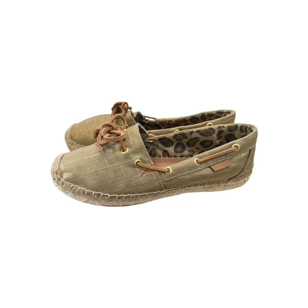 Sperry Katama Metallic Gold Espadrille Boat Shoes Women’s 7.5M